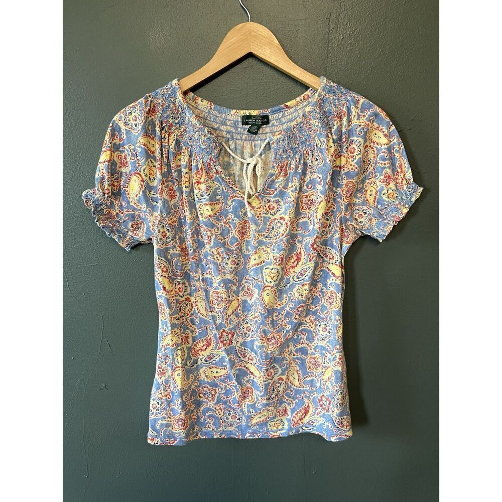Ralph Lauren Jeans Co Orange Paisley Women’s XS Top 3/4 Sleeve